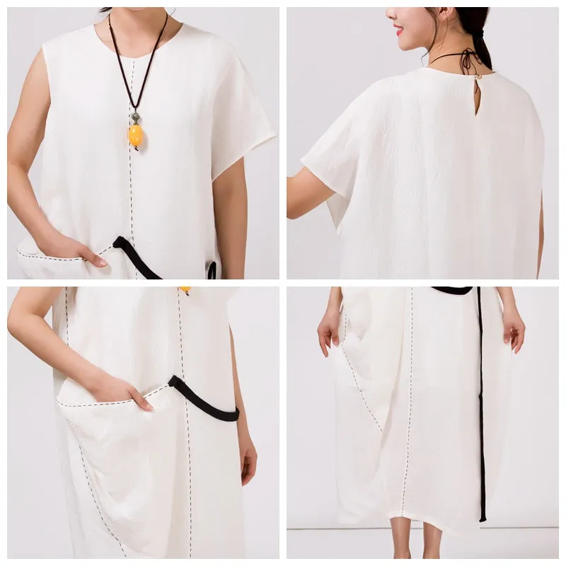 100%Linen White Long Dress For Women