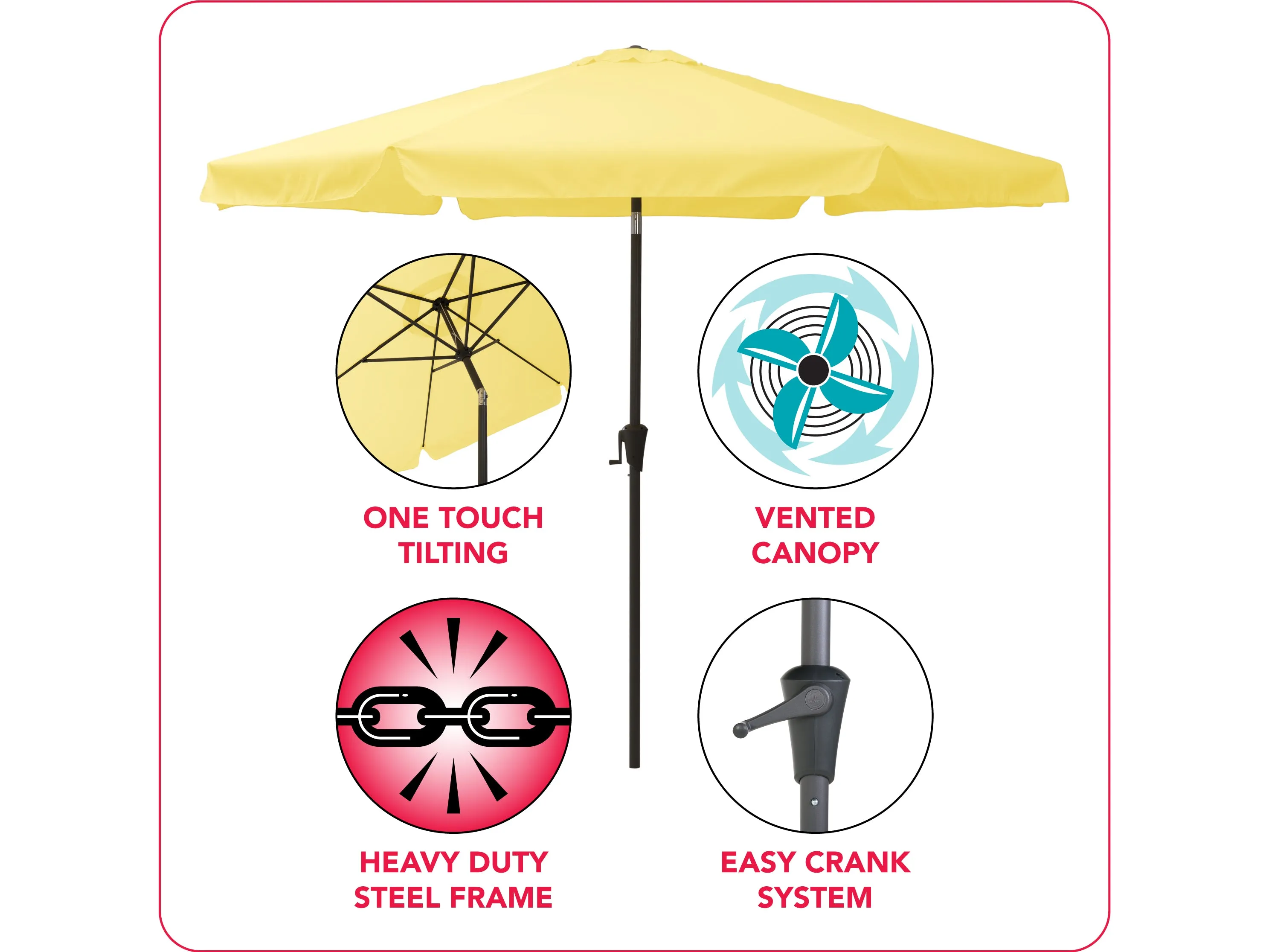 10ft Round Yellow Patio Umbrella