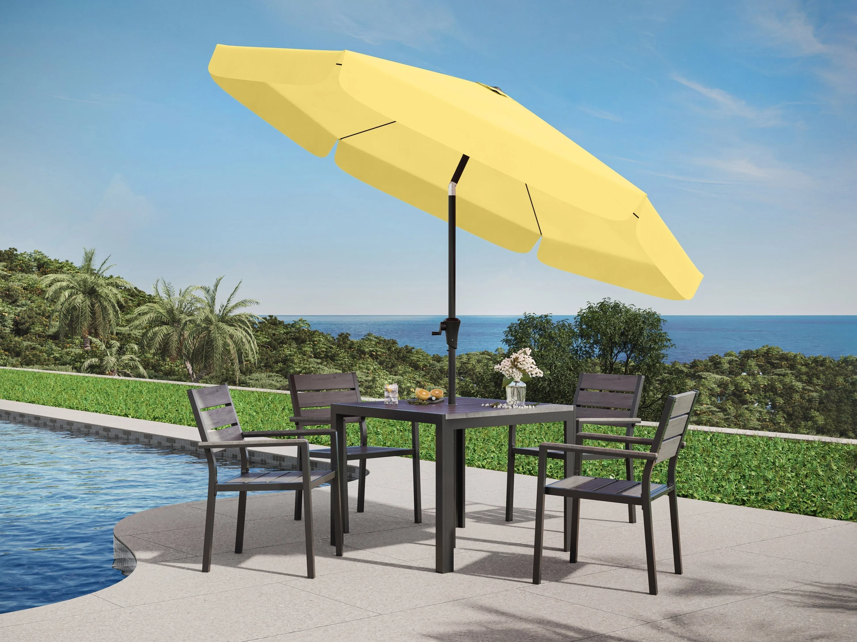 10ft Round Yellow Patio Umbrella