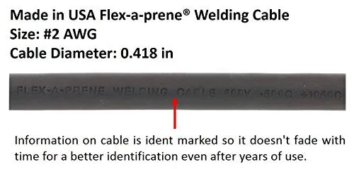 200 Amp Welding Electrode Holder Lead Assembly - Dinse 10-25 Connector - #2 AWG cable (50 FEET)