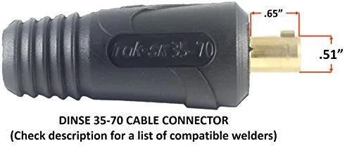 200 Amp Welding Electrode Holder Lead Assembly - Dinse 35-70 Connector - #2 AWG cable (50 FEET)