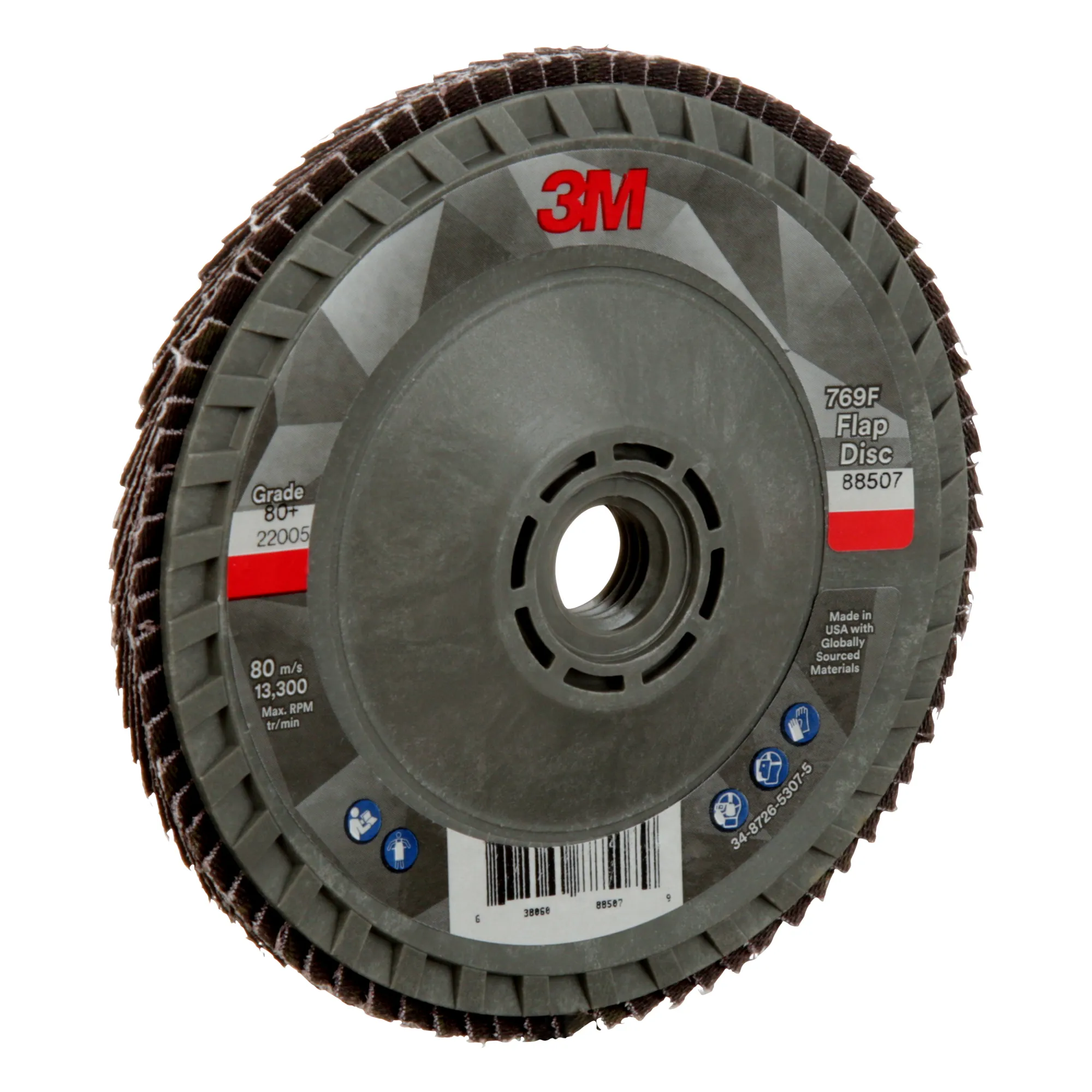 3M Flap Disc 769F, 80 , T29 Quick Change, 4-1/2 in x 5/8 in-11