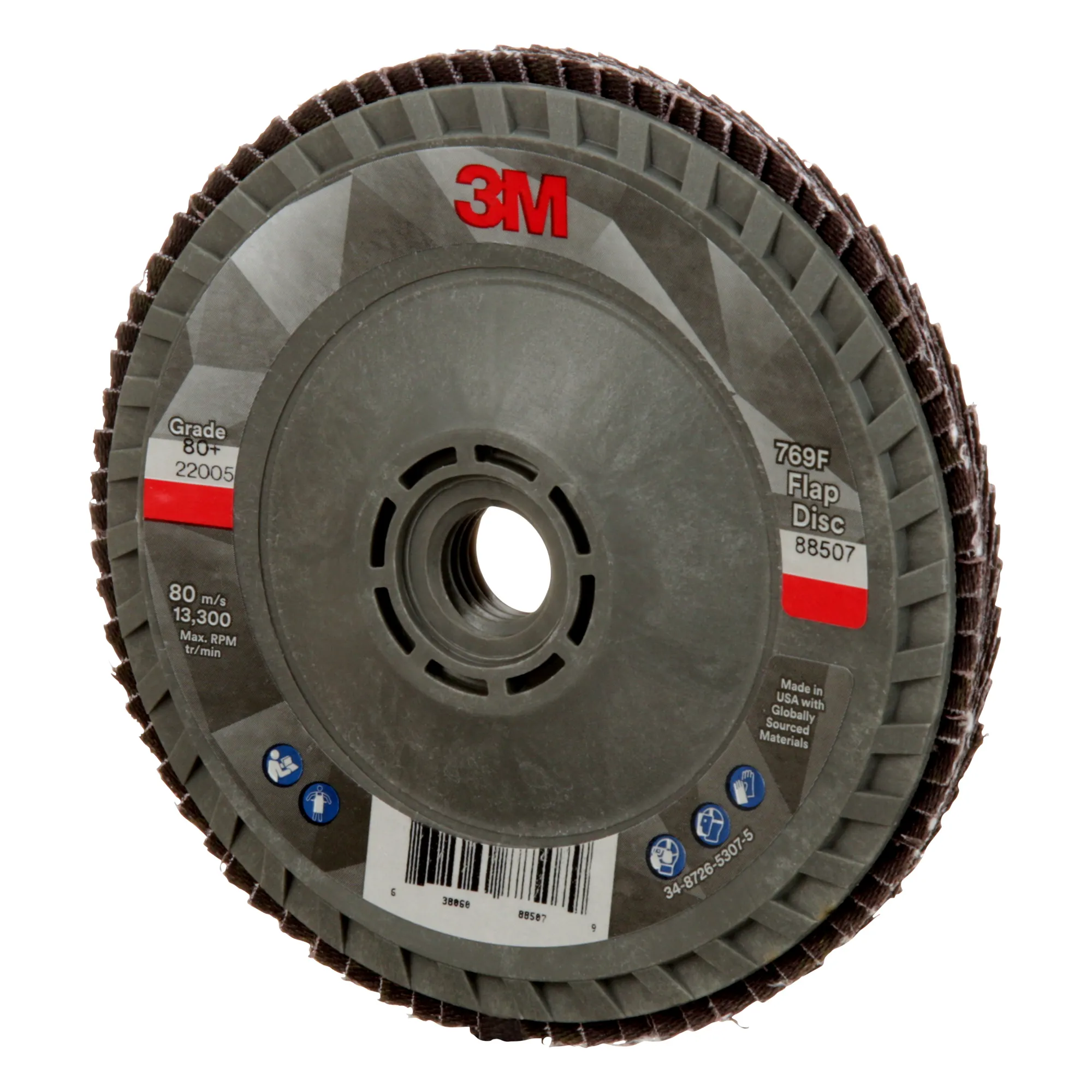 3M Flap Disc 769F, 80 , T29 Quick Change, 4-1/2 in x 5/8 in-11