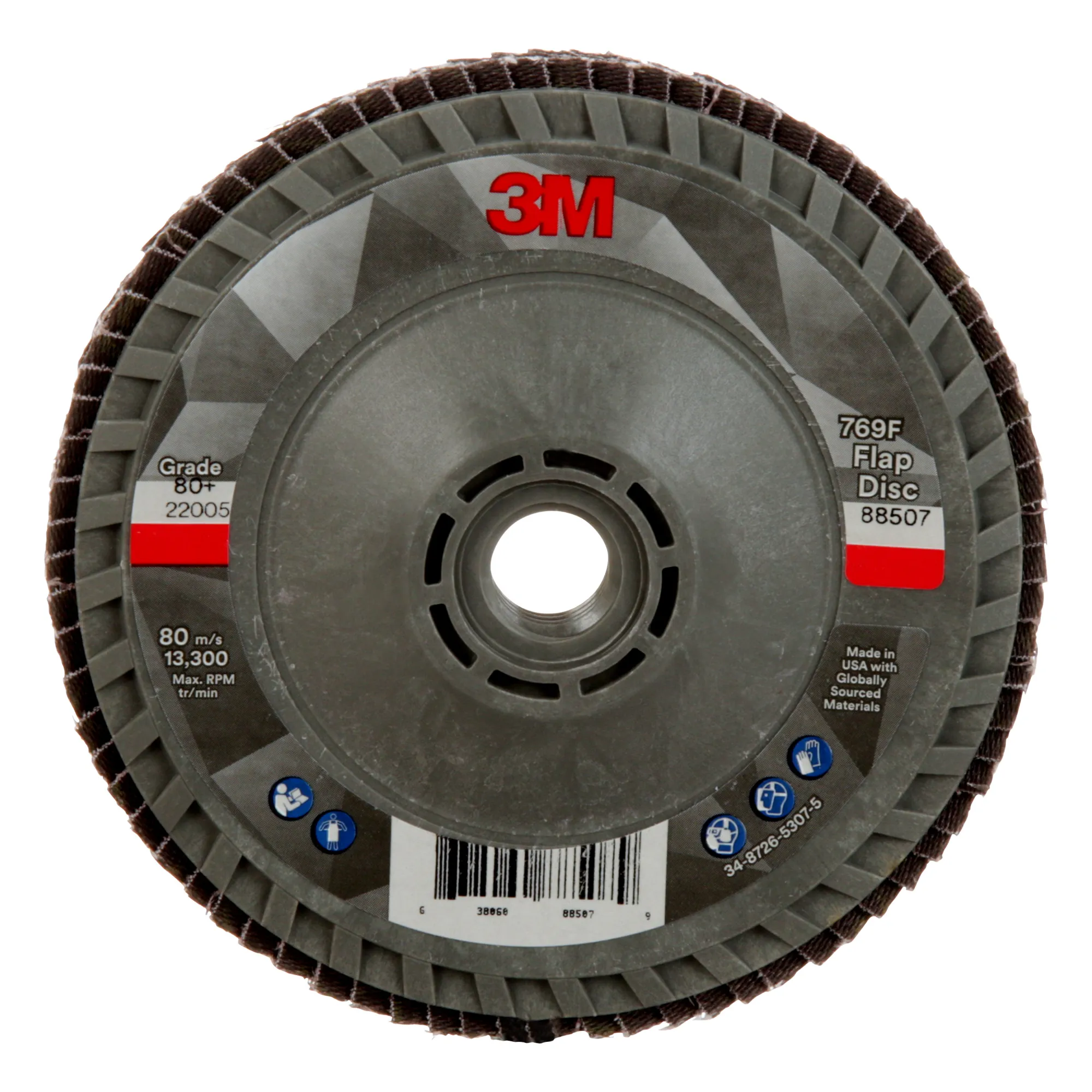 3M Flap Disc 769F, 80 , T29 Quick Change, 4-1/2 in x 5/8 in-11