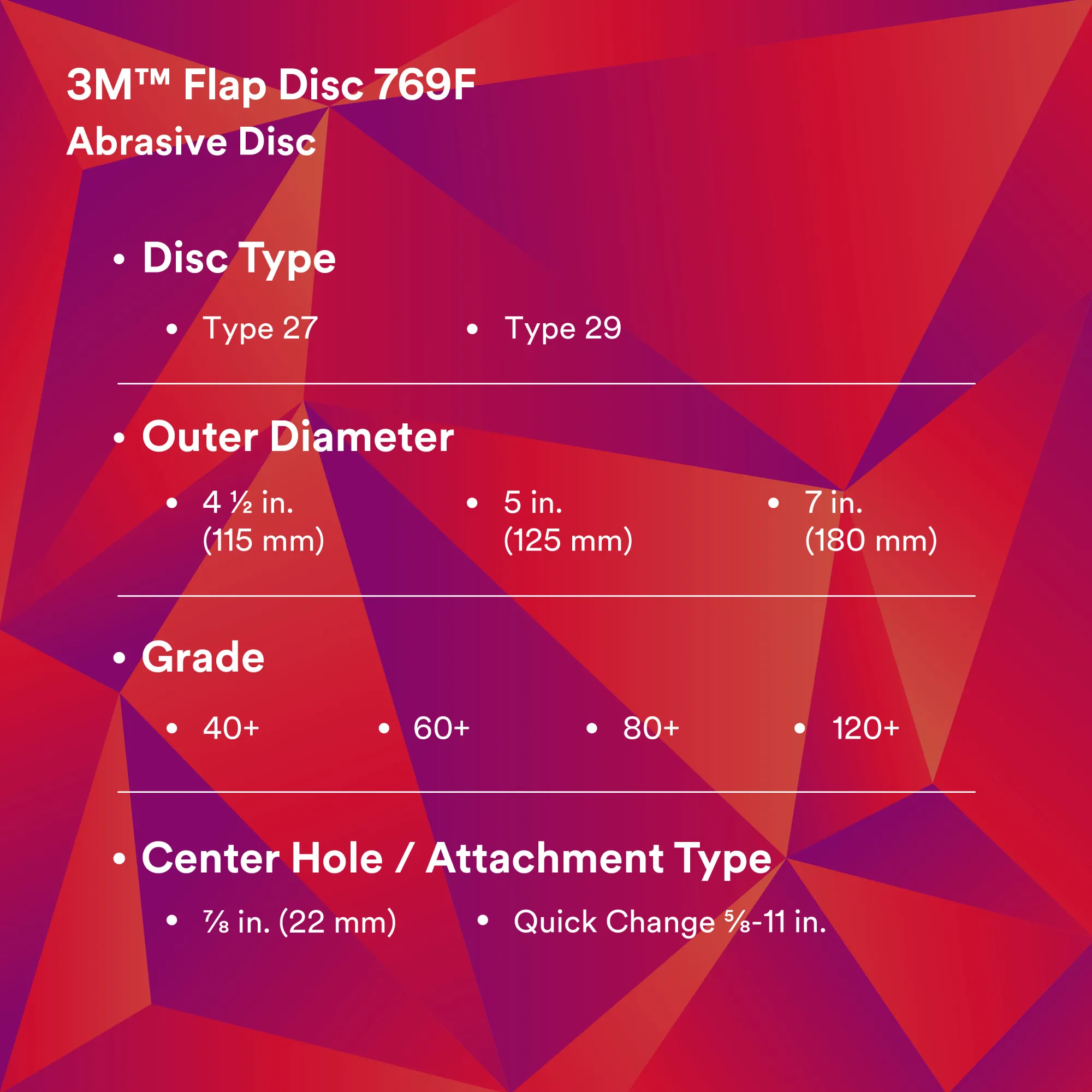 3M Flap Disc 769F, 80 , T29 Quick Change, 4-1/2 in x 5/8 in-11