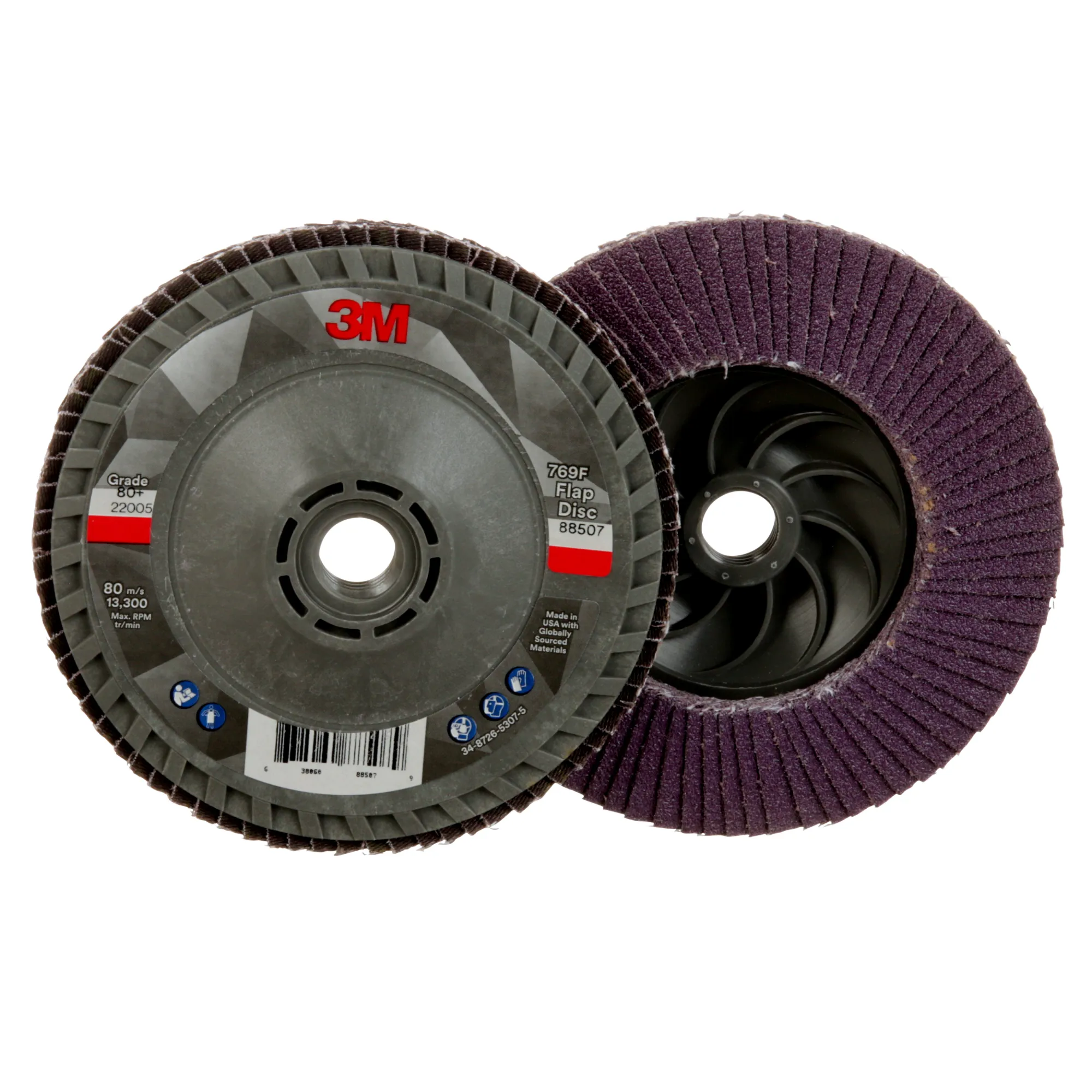 3M Flap Disc 769F, 80 , T29 Quick Change, 4-1/2 in x 5/8 in-11