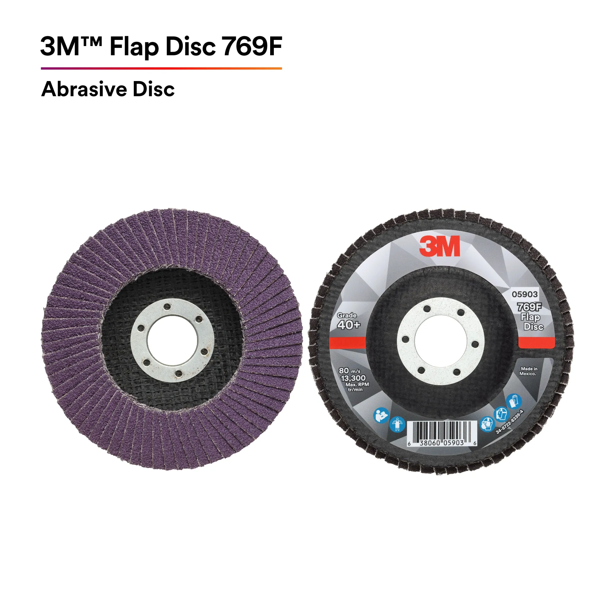 3M Flap Disc 769F, 80 , T29 Quick Change, 4-1/2 in x 5/8 in-11