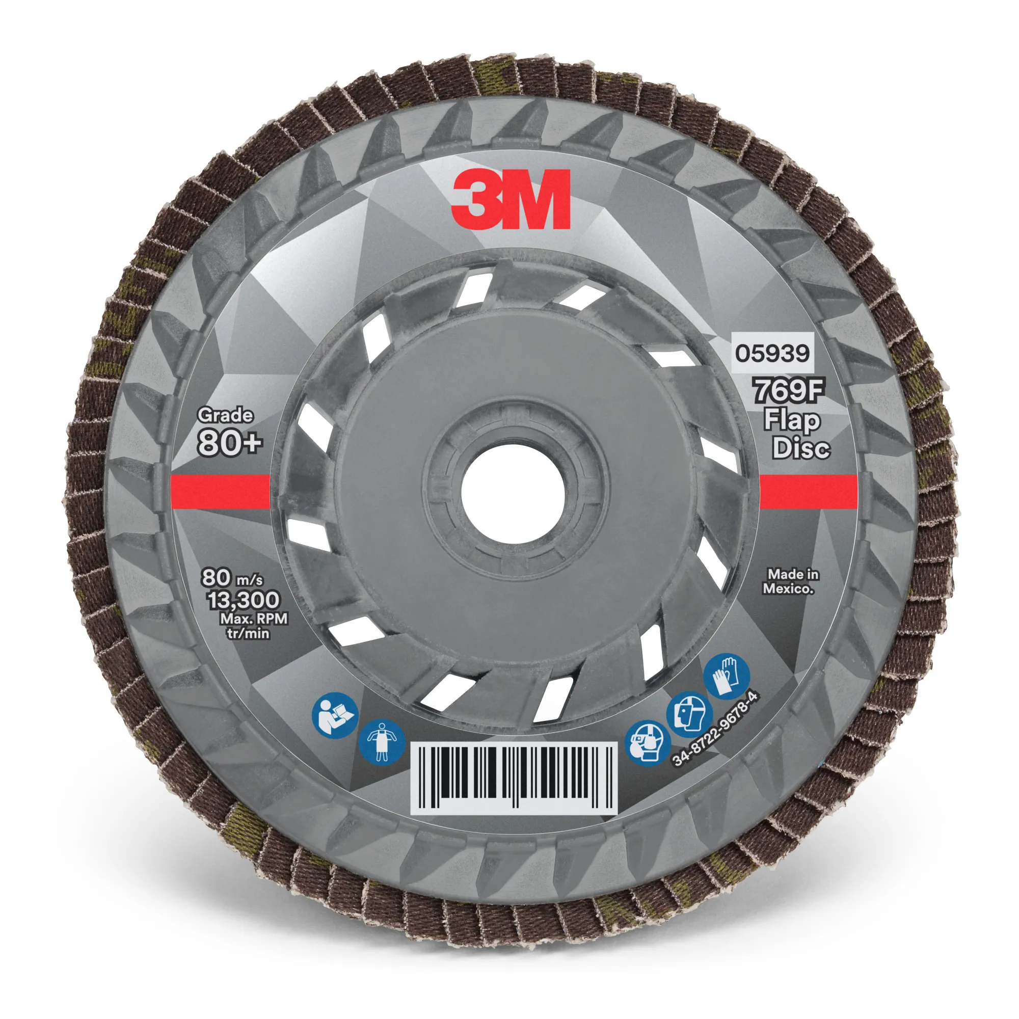 3M Flap Disc 769F, 80 , T29 Quick Change, 4-1/2 in x 5/8 in-11