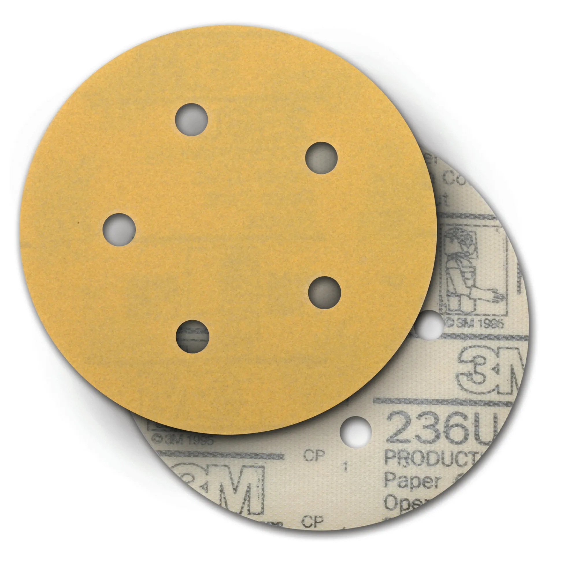 3M Hookit Paper Disc 236U, P120, 5 in x NH, D/F 5HL, Die 500FH