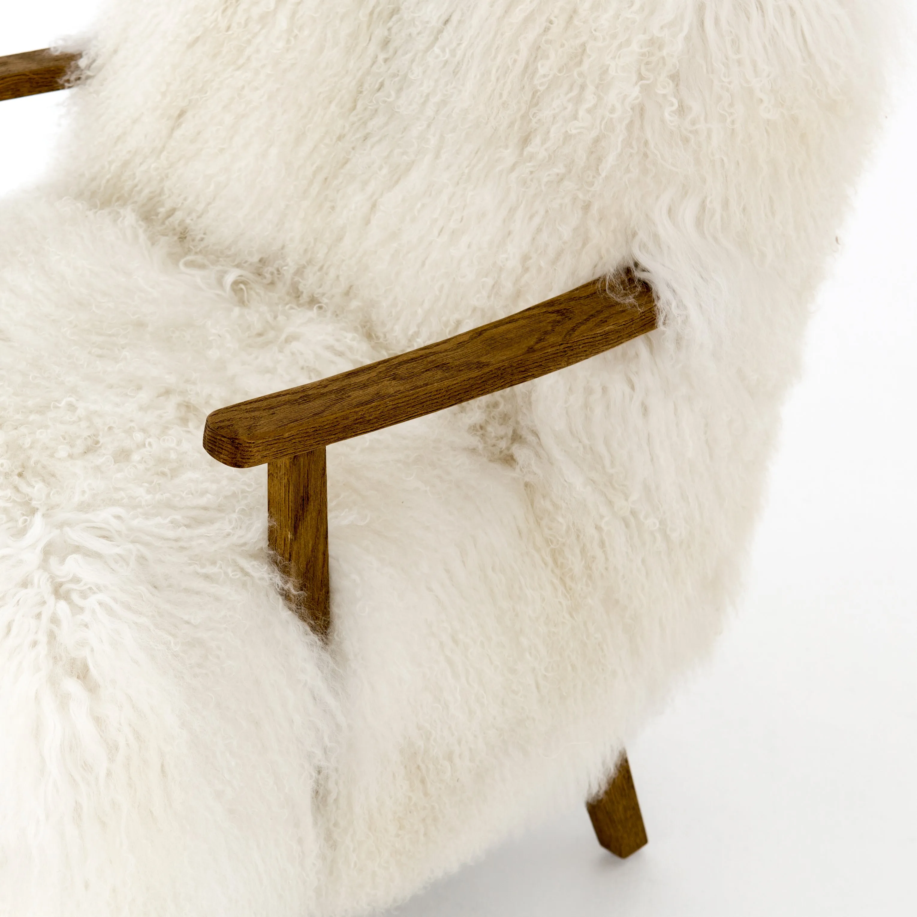 Ashland Armchair Oak and Mongolion Cream Fur