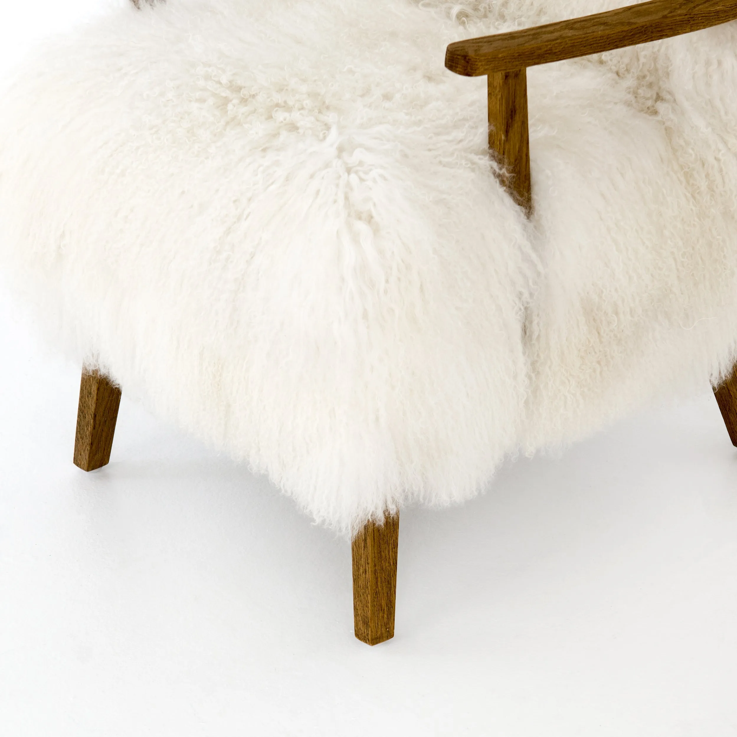 Ashland Armchair Oak and Mongolion Cream Fur