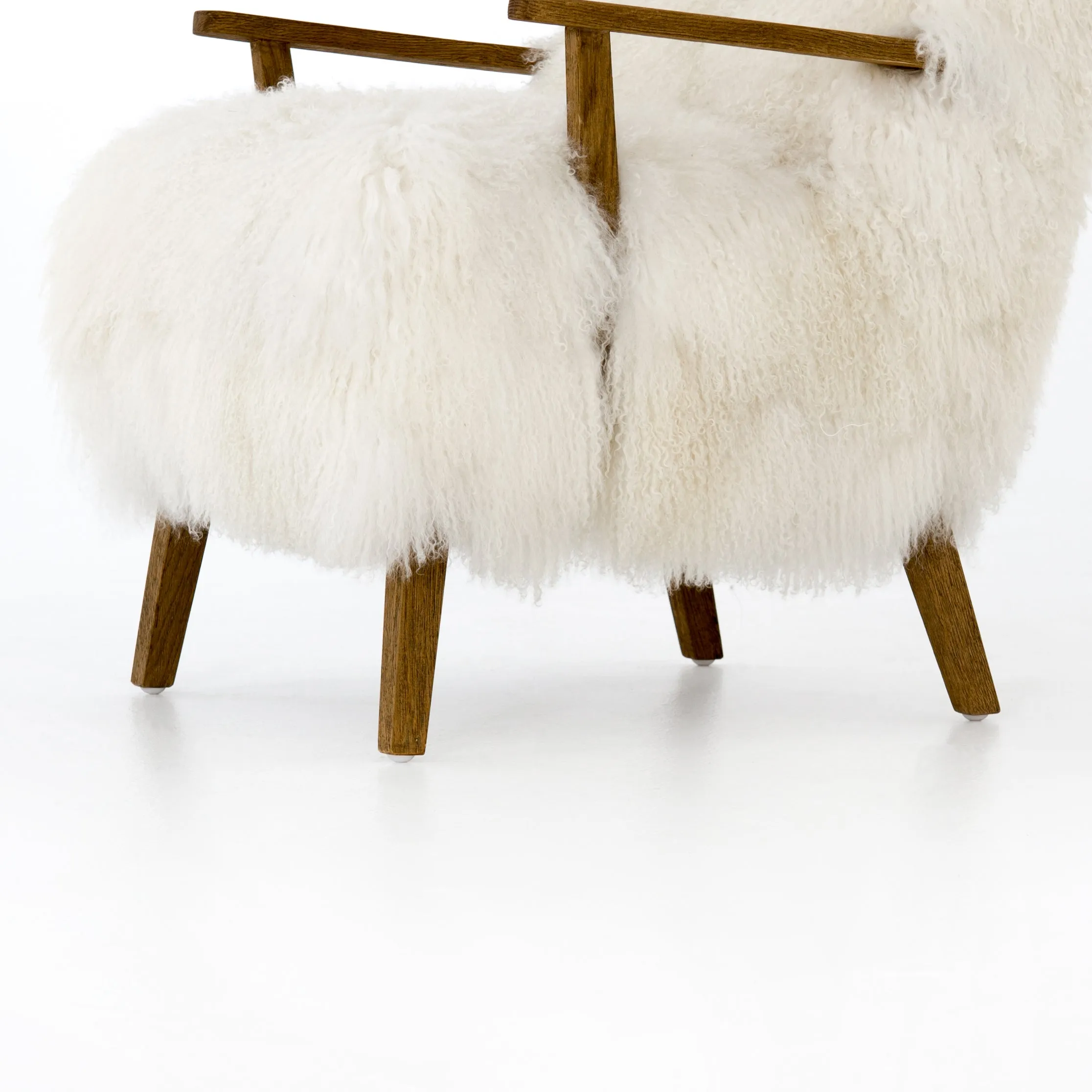 Ashland Armchair Oak and Mongolion Cream Fur