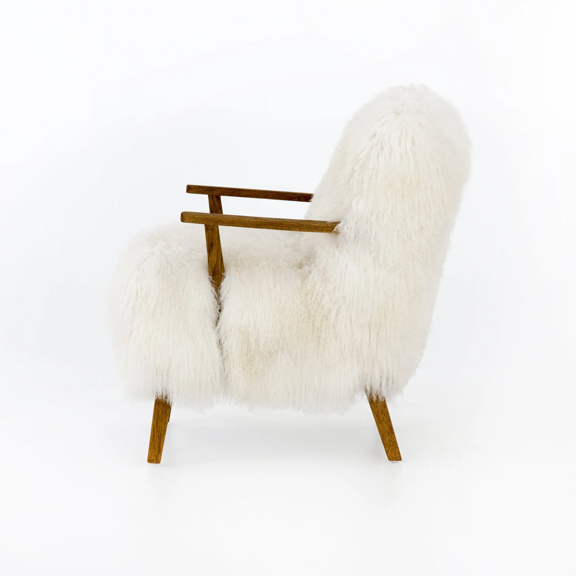 Ashland Armchair Oak and Mongolion Cream Fur