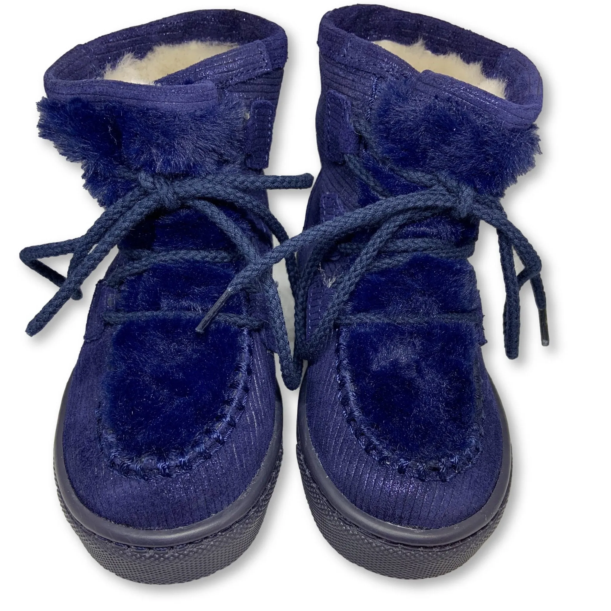 Atlanta Mocassin Navy Fur Lace Boot