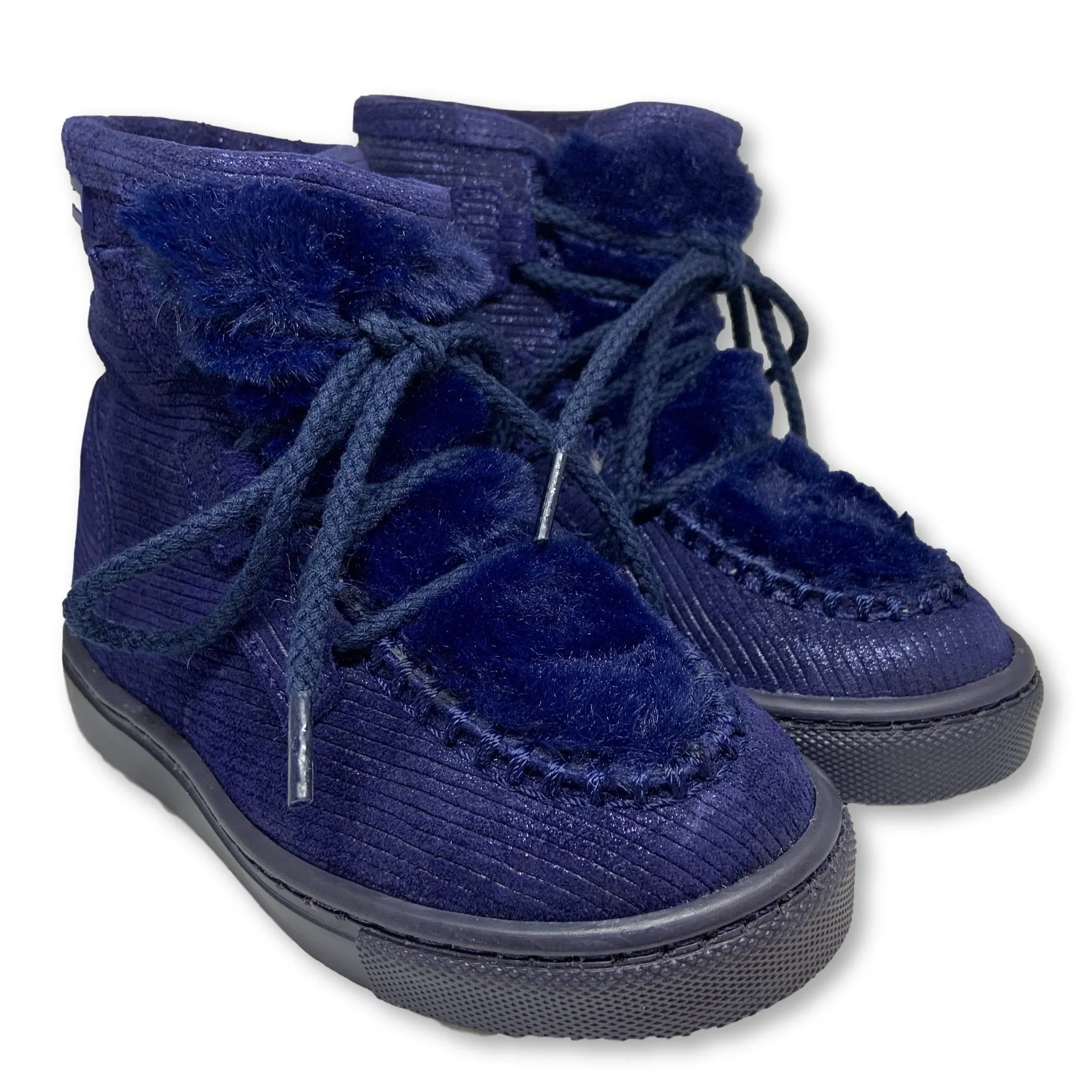 Atlanta Mocassin Navy Fur Lace Boot