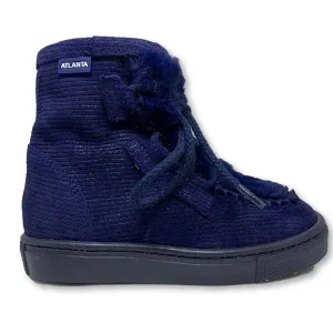 Atlanta Mocassin Navy Fur Lace Boot