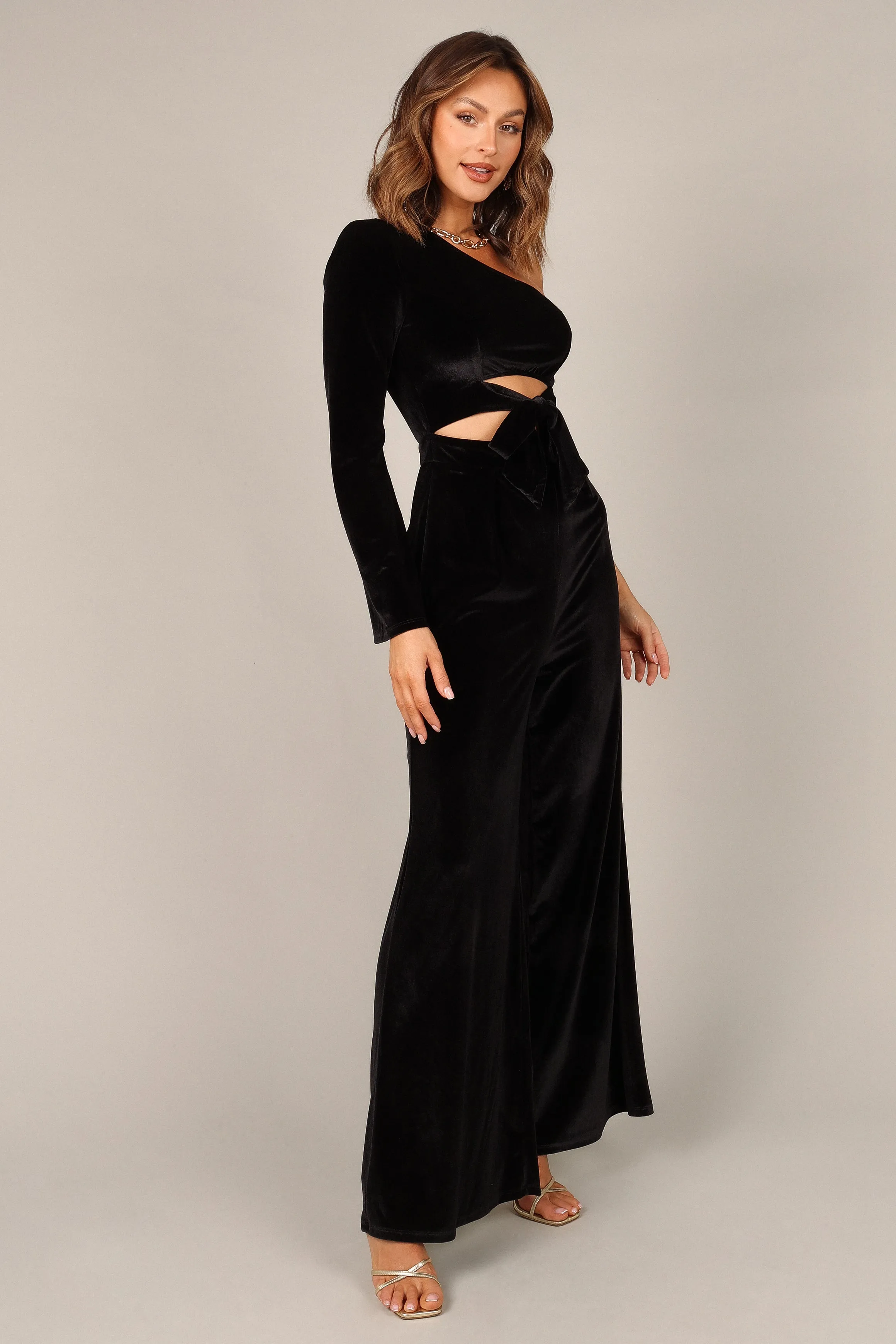 Avery Velvet Jumpsuit - Black