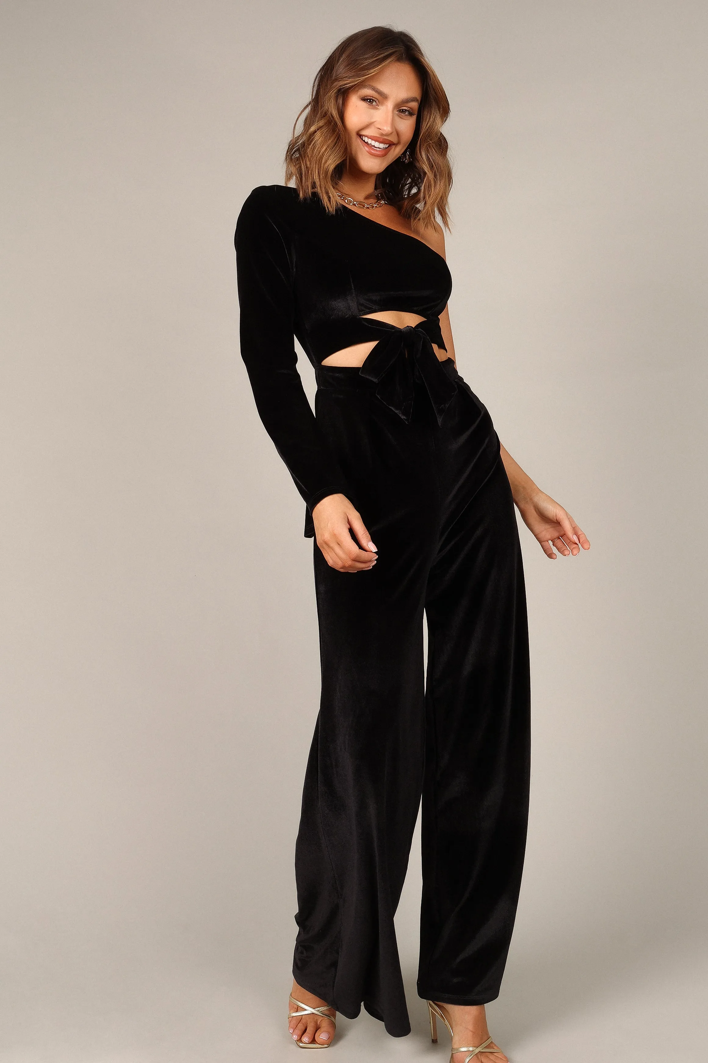 Avery Velvet Jumpsuit - Black