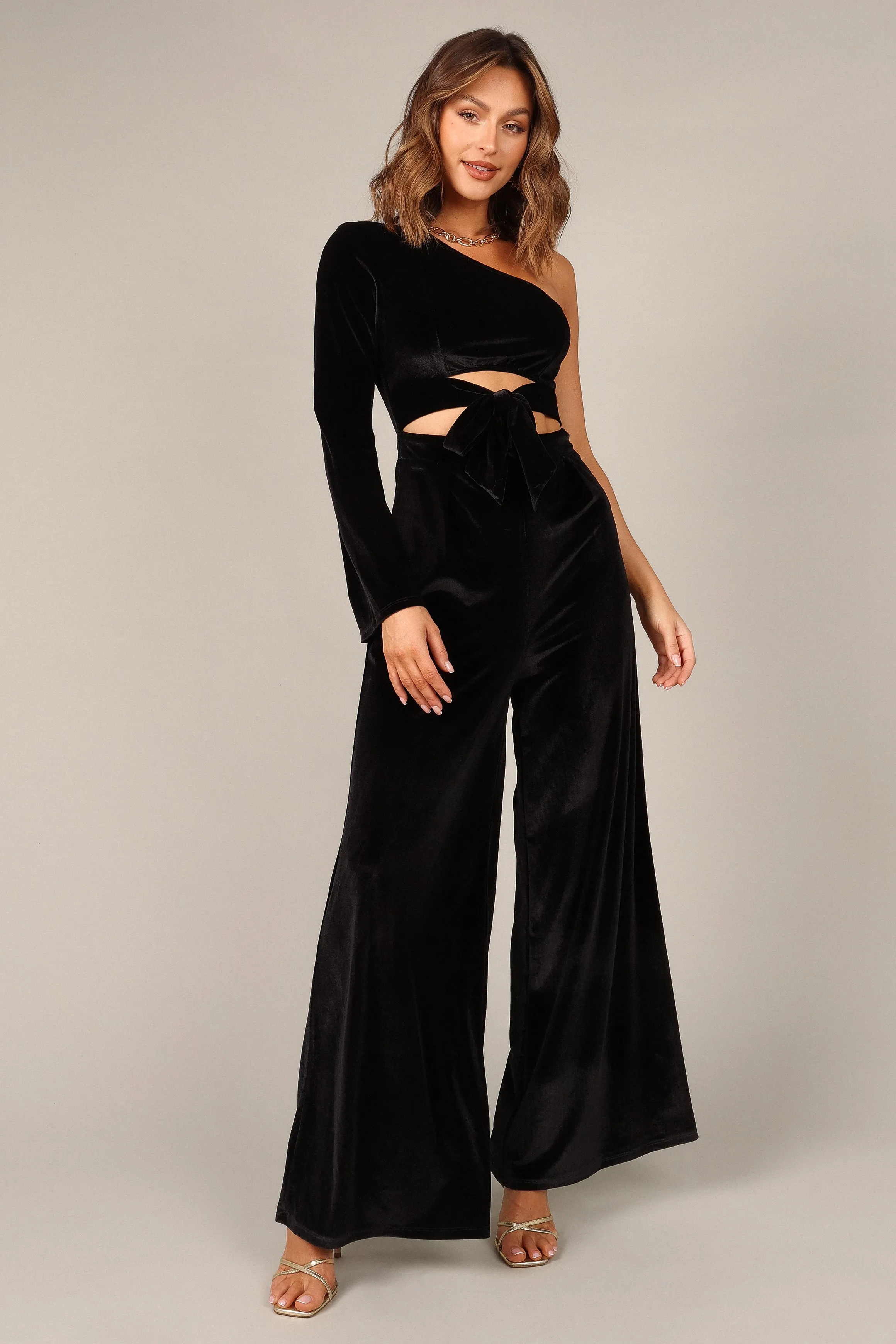 Avery Velvet Jumpsuit - Black