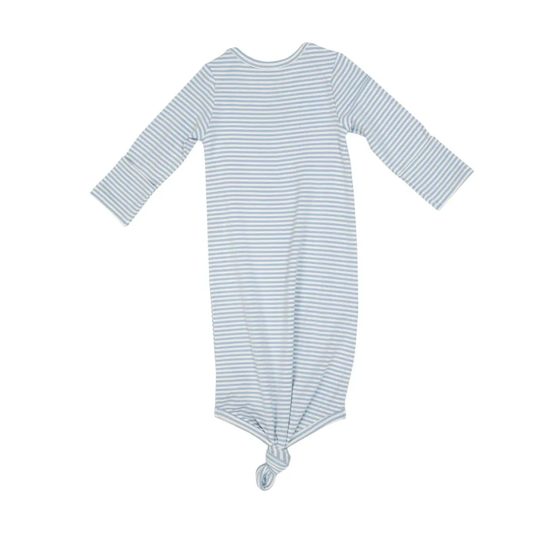 Bedtime Story Animals Blue Stripe Knotted Gown