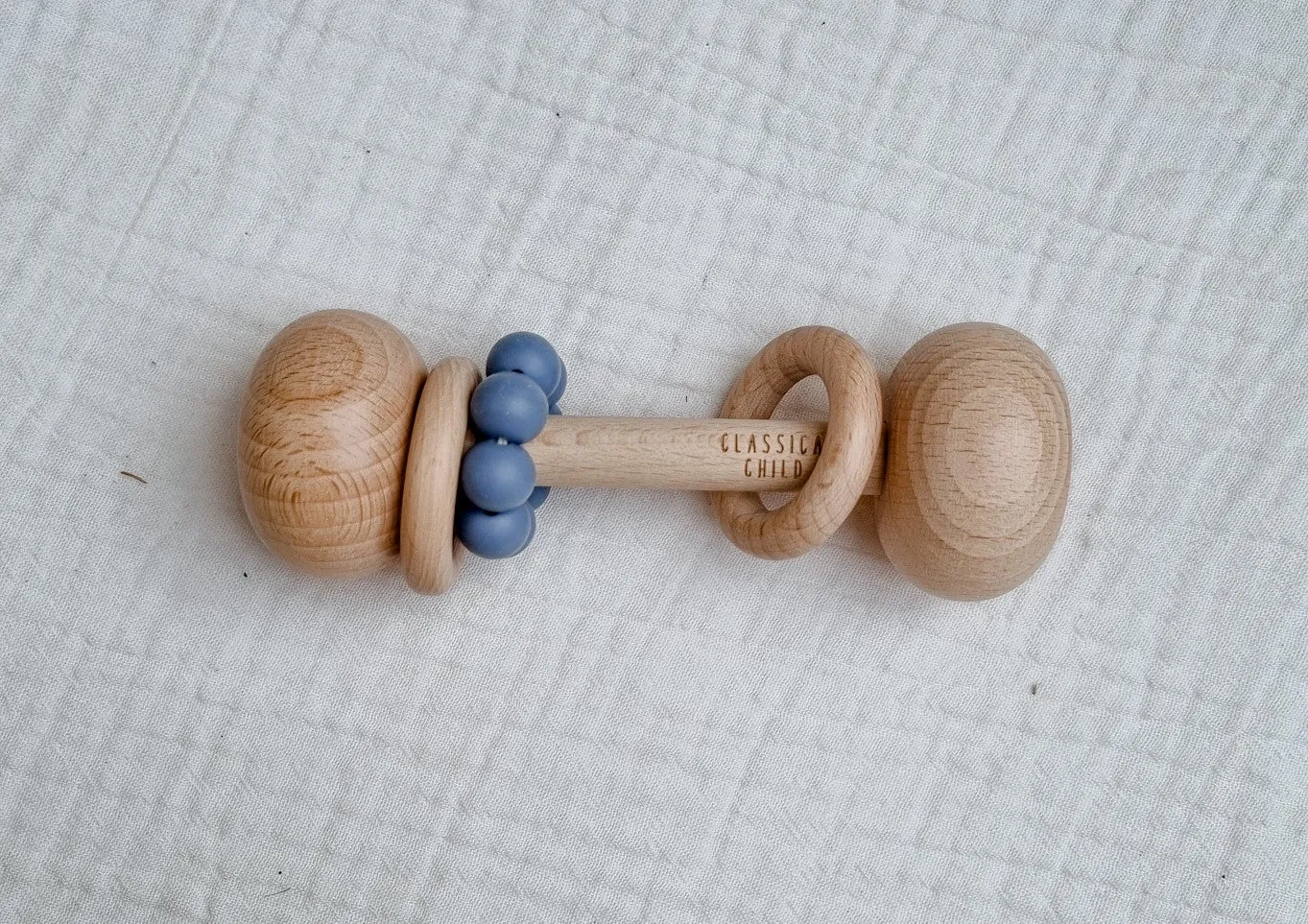 Beech & Silicone Rattle Denim