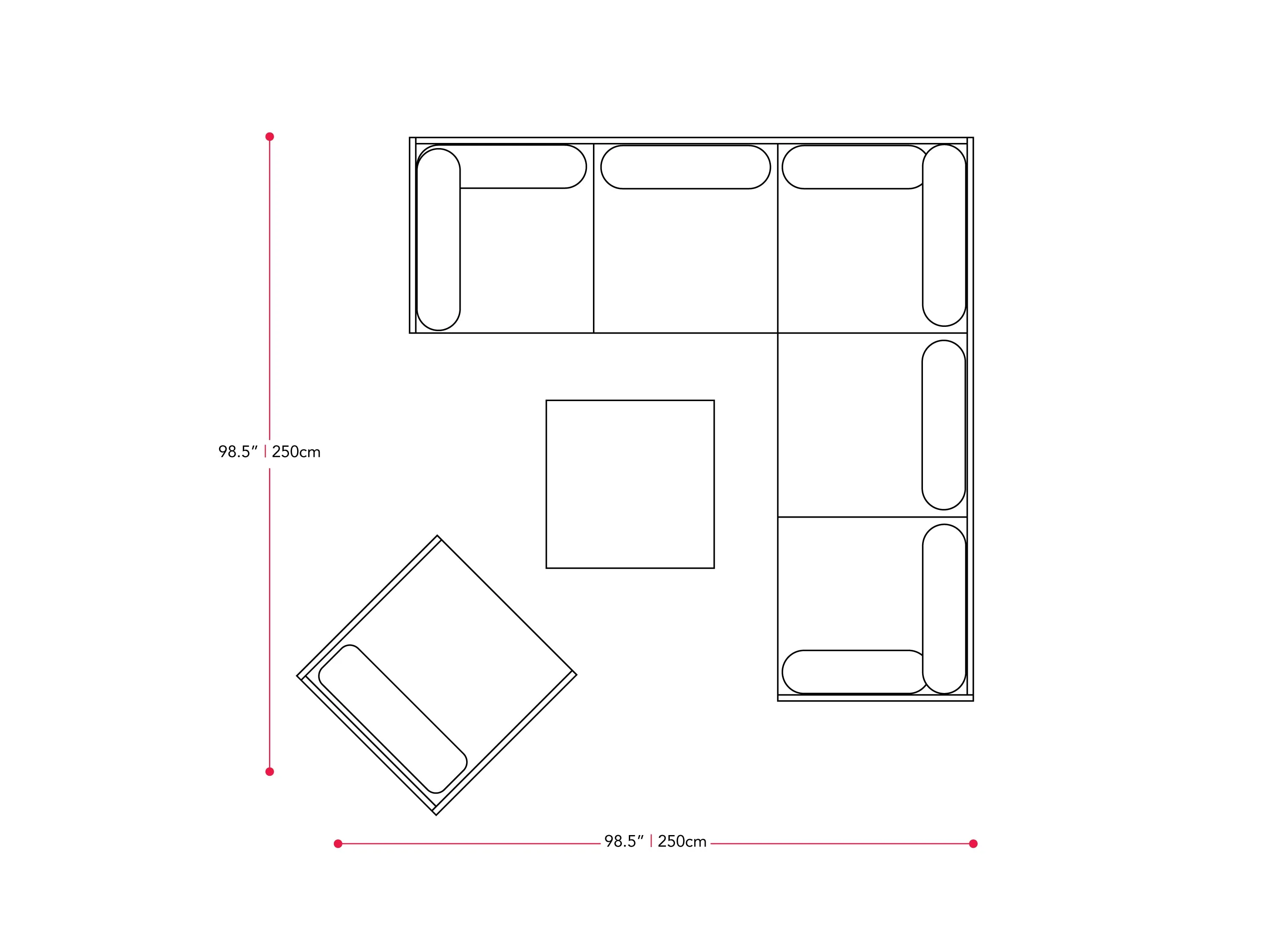 Black and Grey 7pc L Shaped Outdoor Sectional