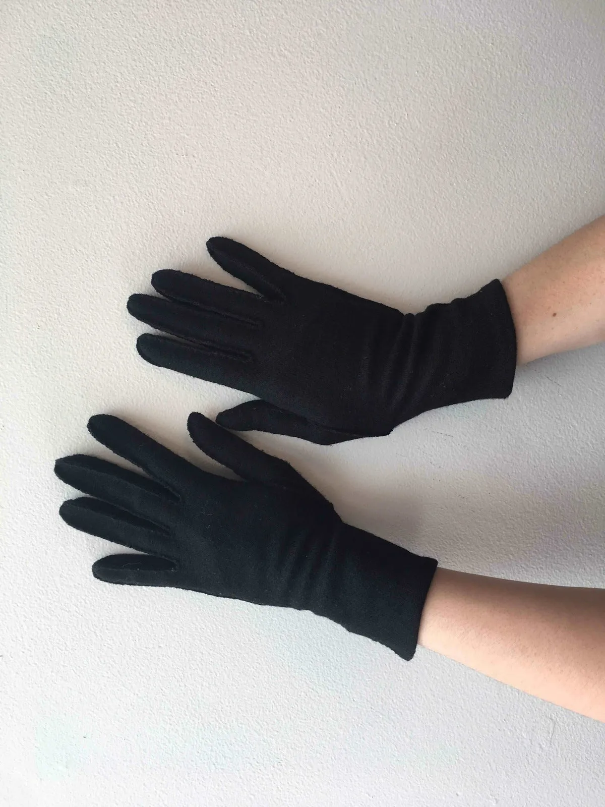 Black Wool Gloves Vintage Accessory