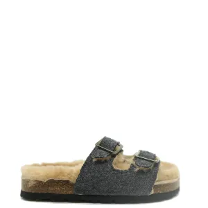 Blublonc Gray Flannel Fur Clog