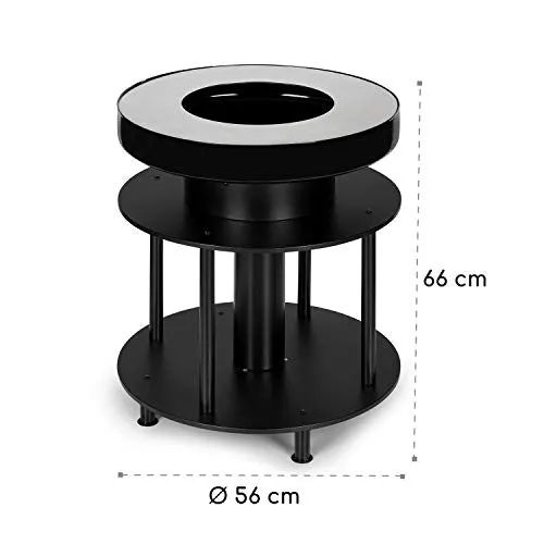 blumfeldt Wood Stock 2-in-1 Fire Bowl & BBQ Grill - Ring of Fire BBQ Ledge, 4.9" Stainless Steel Roasting Ring, 22" Diameter / 11.8" with Roasting Ring, Wood Storage: 8.9 x 13.7 (DxH), Black