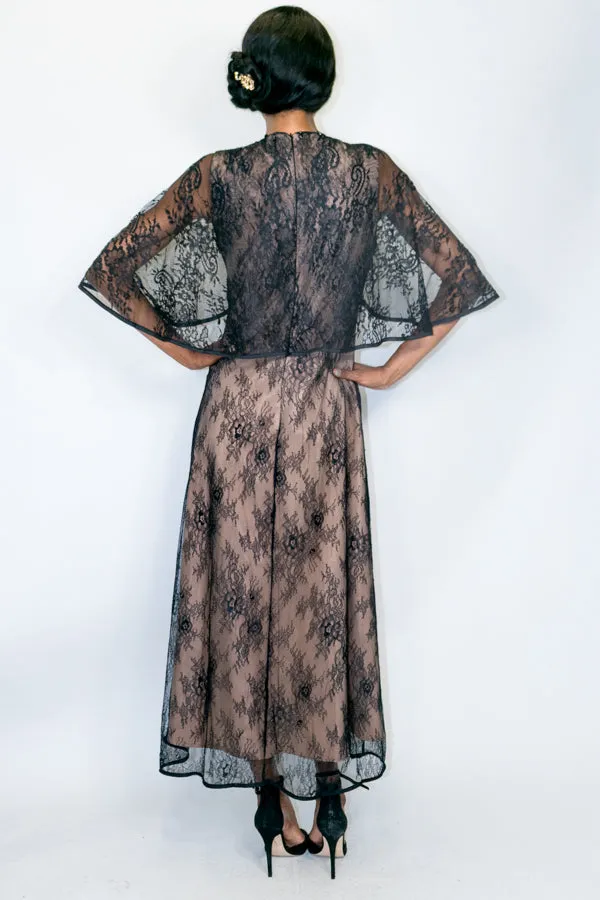 C1968 LACE CAPE DRESS