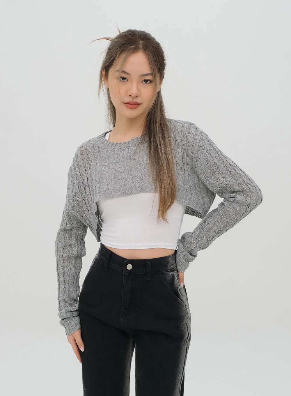 Cable Cropped Knit C1002