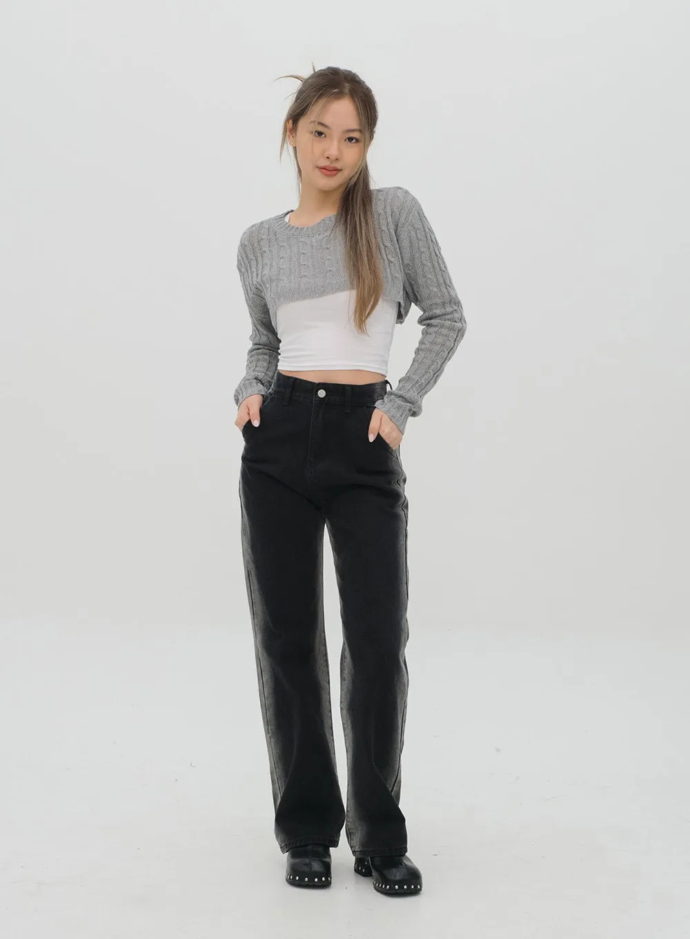 Cable Cropped Knit C1002