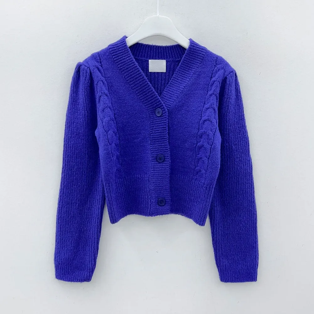 Cable Knit Cropped Cardigan J31