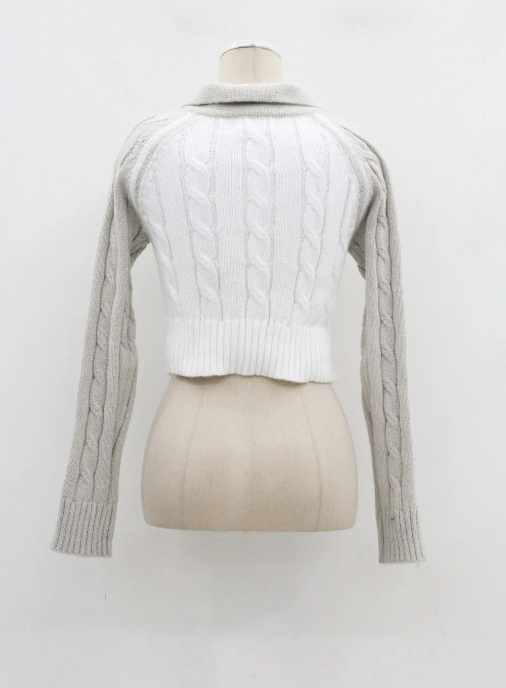 Cable Knit Cropped Zip-Up CJ319