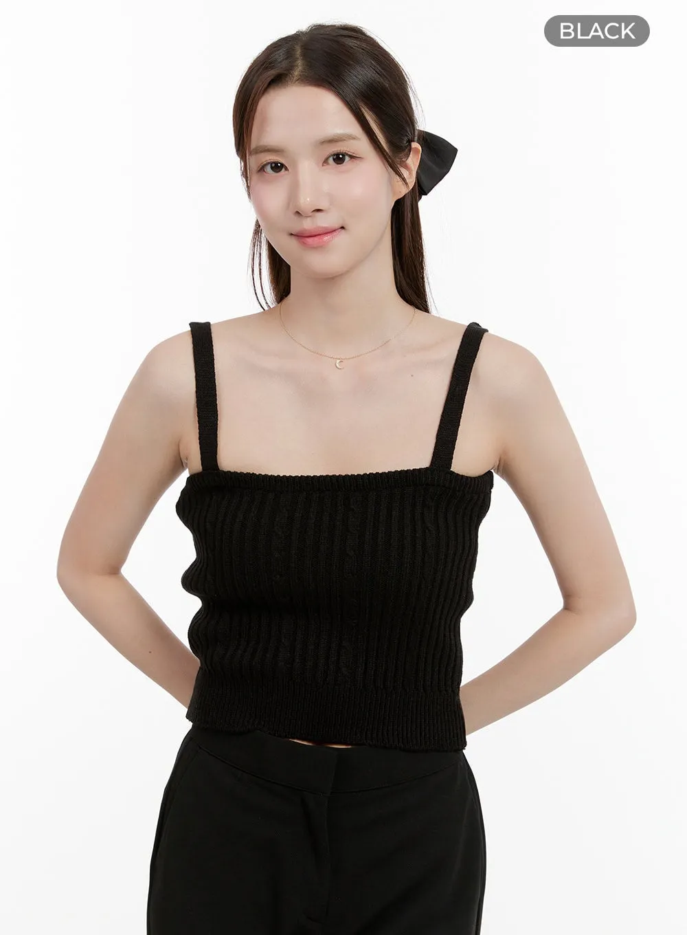 Cable Knit Square Neck Sleeveless Top OG428