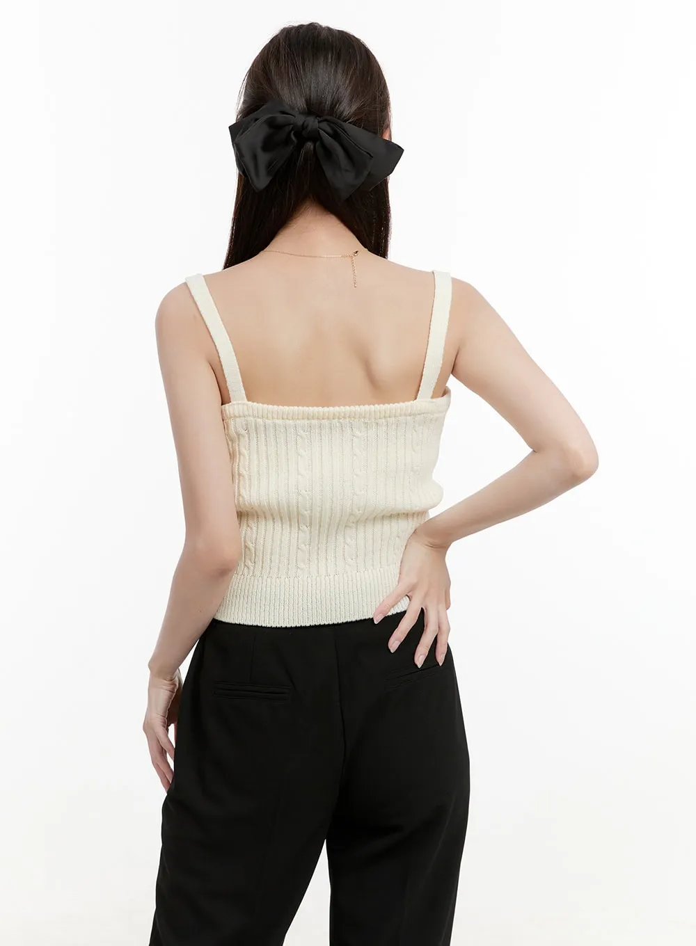 Cable Knit Square Neck Sleeveless Top OG428