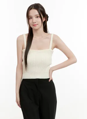 Cable Knit Square Neck Sleeveless Top OG428