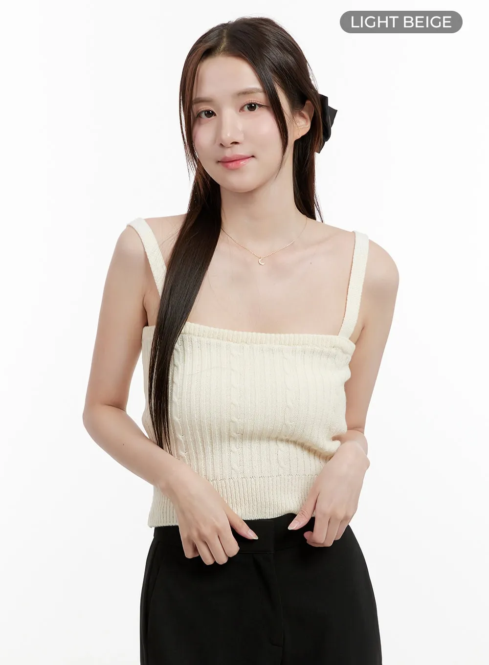 Cable Knit Square Neck Sleeveless Top OG428