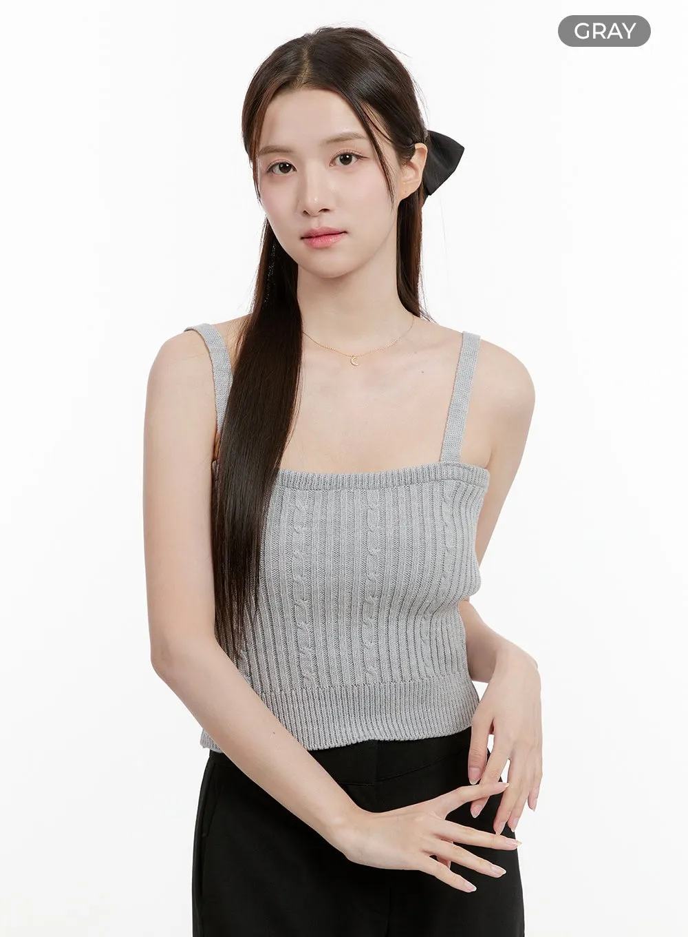 Cable Knit Square Neck Sleeveless Top OG428