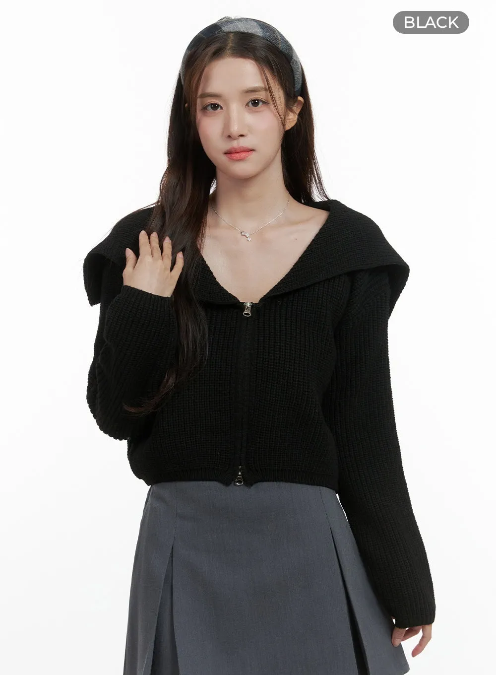 Classic Zip-Up Acrylic Crop Top OS416