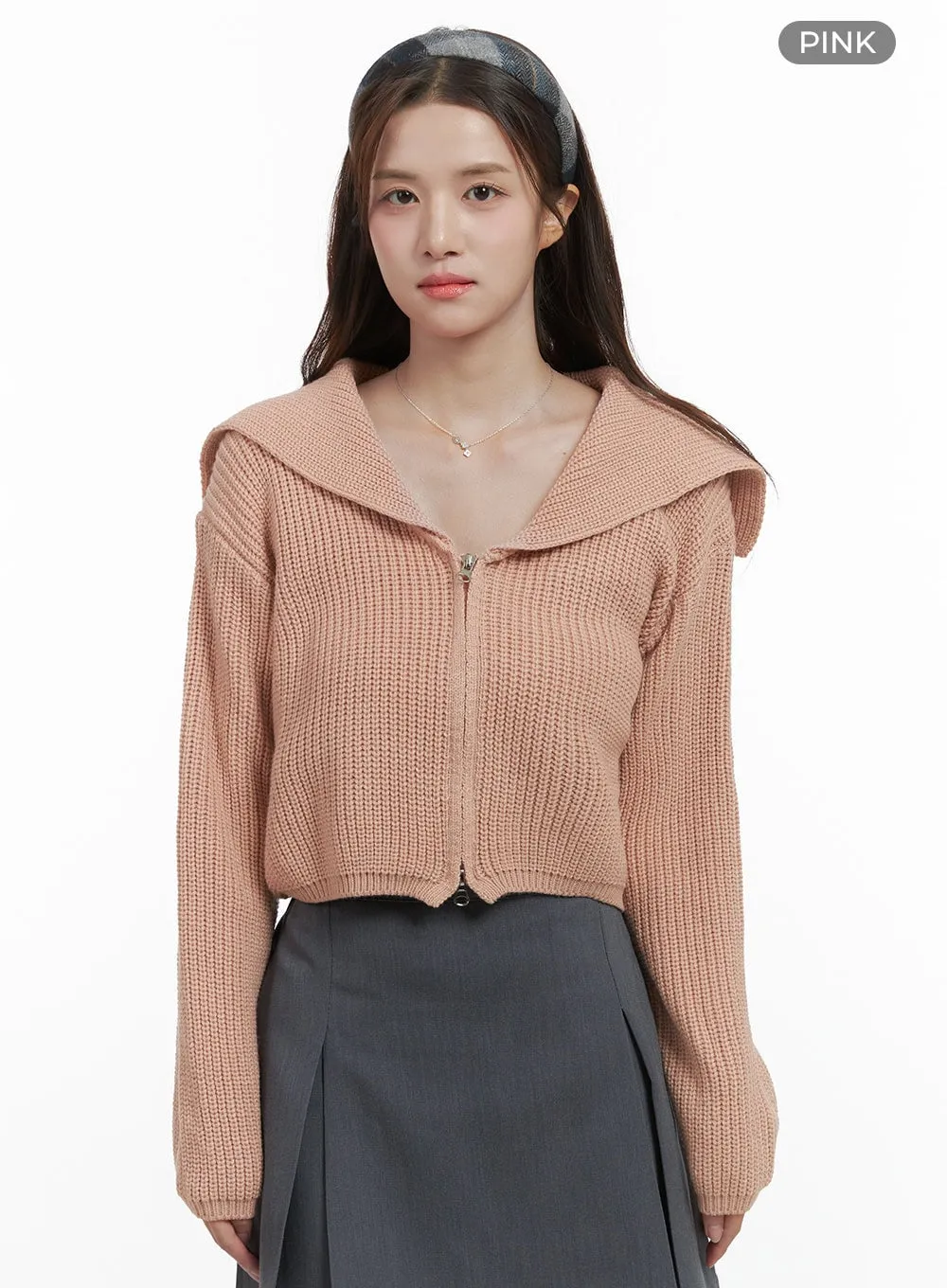 Classic Zip-Up Acrylic Crop Top OS416