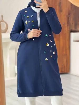 CML Rhinestone Dtld Zipup Cape Navy Blue