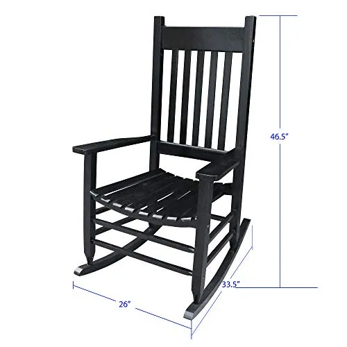 Depointer Life Rocking Chair Populus Wood Frame Outdoor& Indoor for Garden,Lawn,Balcony,Backyard and Patio Porch Rocker with Cushion,Black