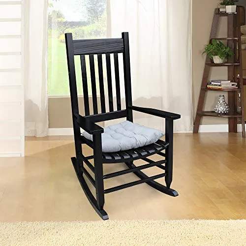 Depointer Life Rocking Chair Populus Wood Frame Outdoor& Indoor for Garden,Lawn,Balcony,Backyard and Patio Porch Rocker with Cushion,Black