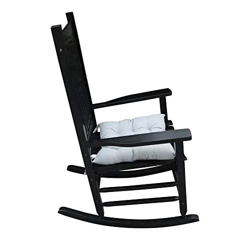 Depointer Life Rocking Chair Populus Wood Frame Outdoor& Indoor for Garden,Lawn,Balcony,Backyard and Patio Porch Rocker with Cushion,Black