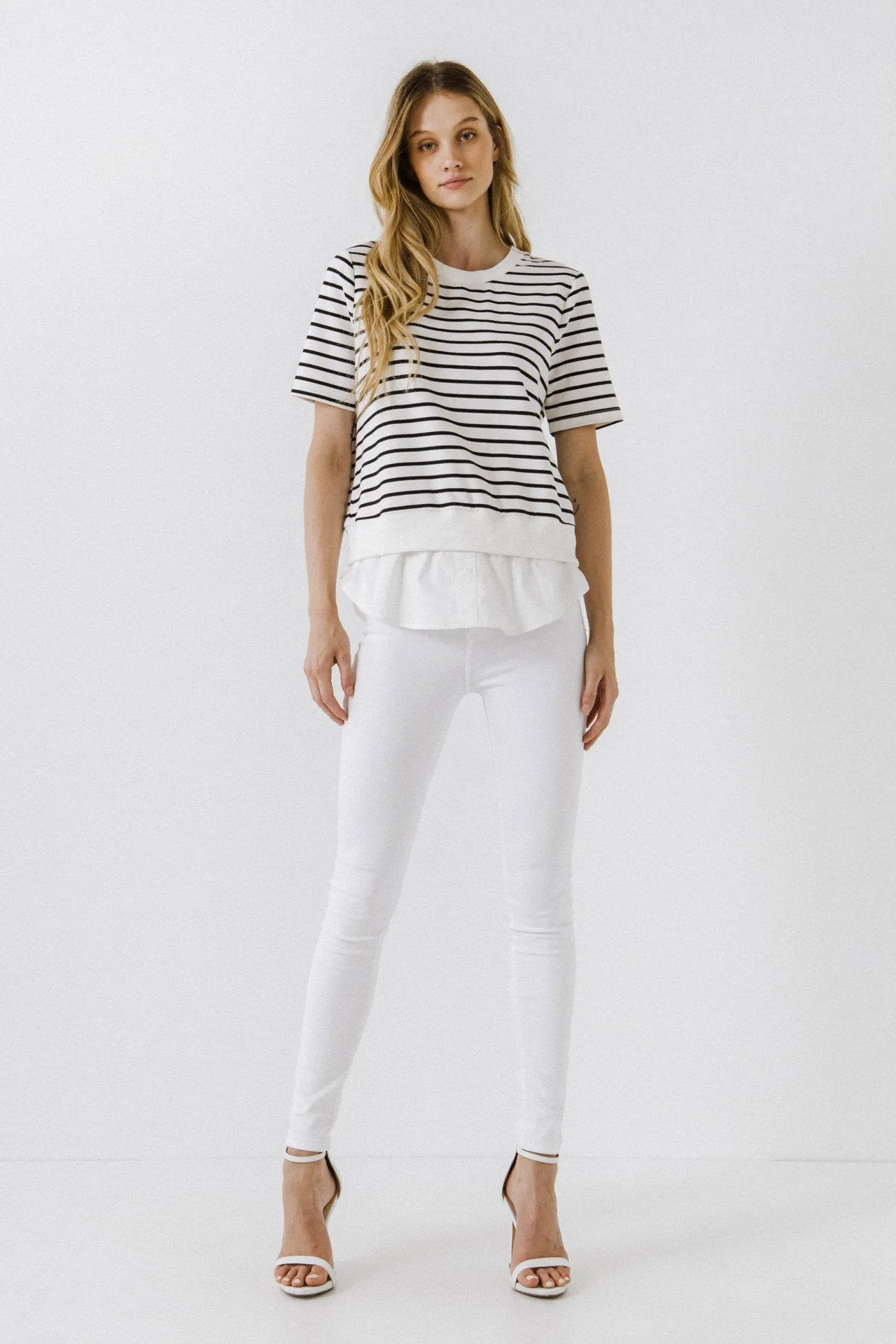 English Factory - Mix Media Stripe Top