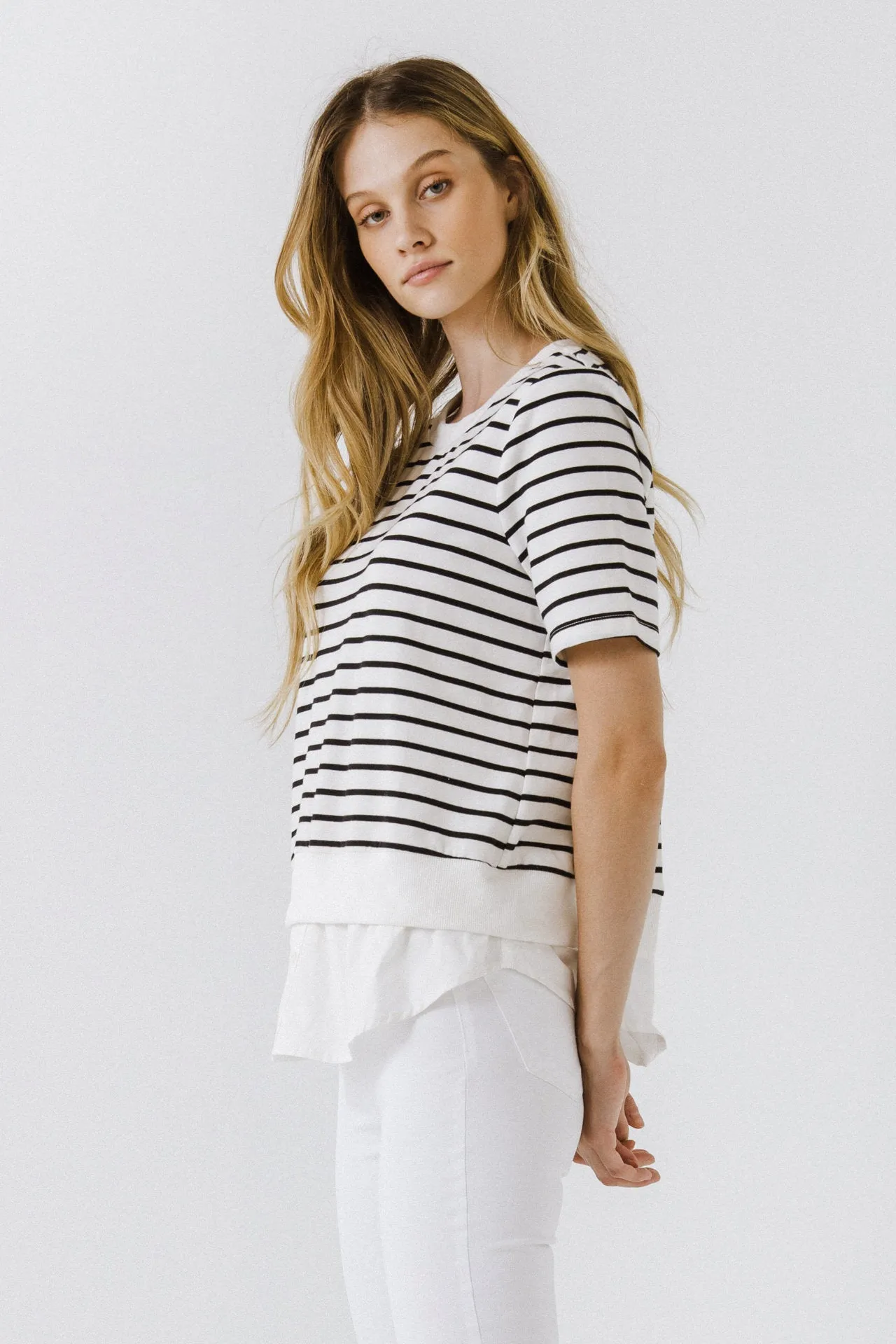 English Factory - Mix Media Stripe Top