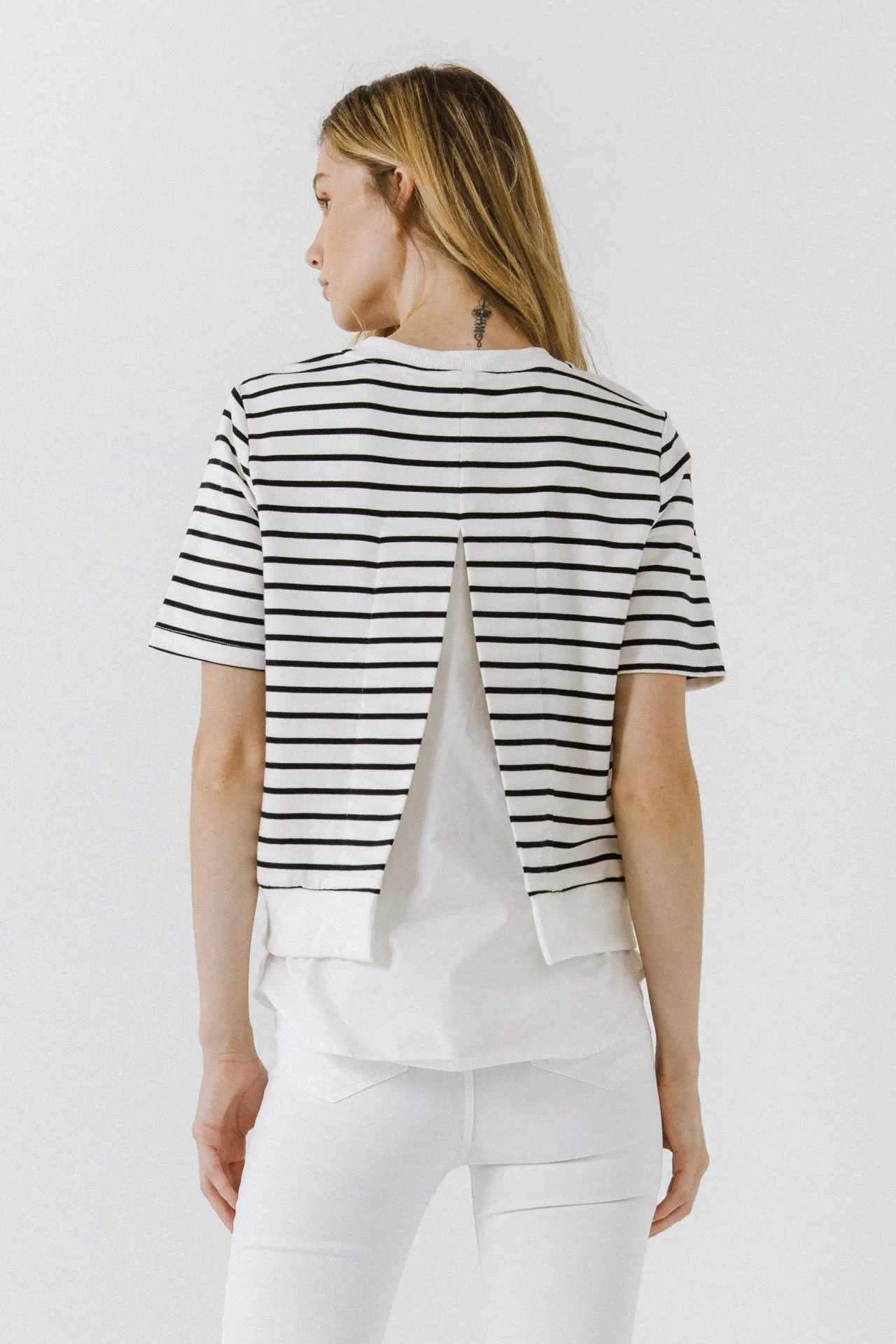 English Factory - Mix Media Stripe Top