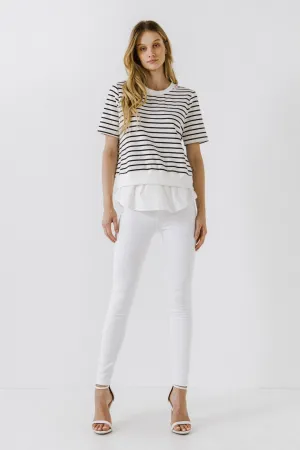 English Factory - Mix Media Stripe Top