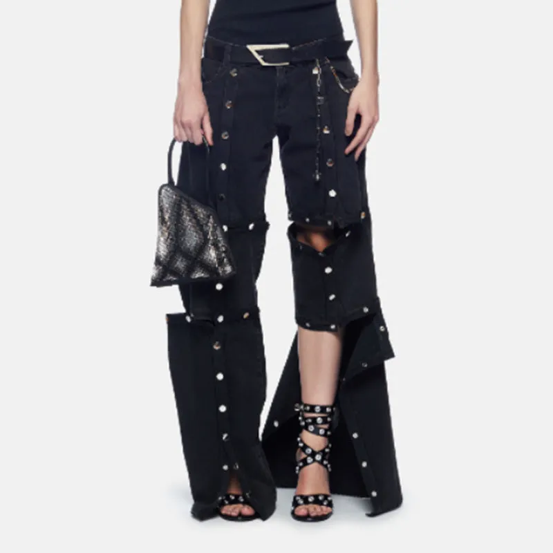 Fashionkova 2000s fashion Niche High-Grade Trousers 2024 Spring New Fashion Personality Trendy Detachable Jeans